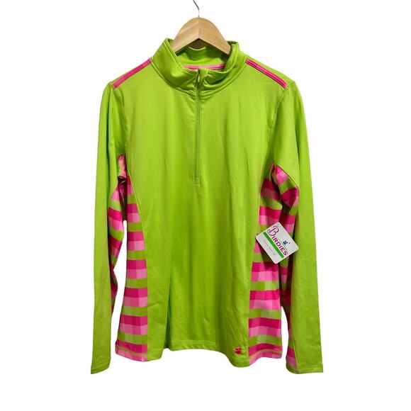Birdies & bows lime pink sandy square‎ pullover size Large NEW - Picture 1 of 8